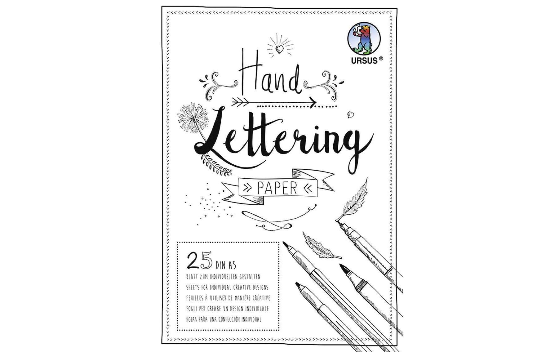URSUS Zeichenblock Handlettering  A5, 200 g/m², 25 Blatt, Weiss