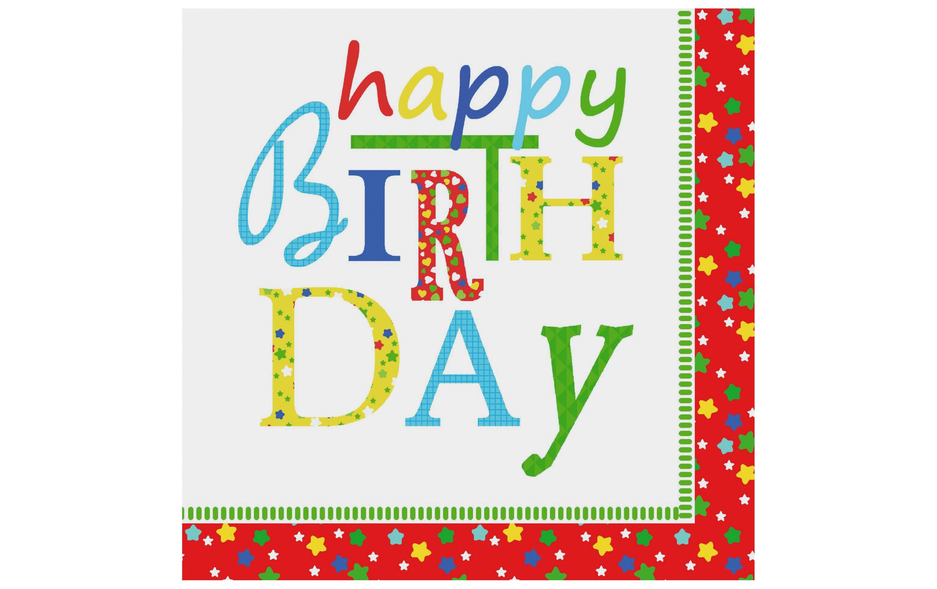 Papstar Papierservietten Happy birthday 33 cm x 33 cm, 20 Stück