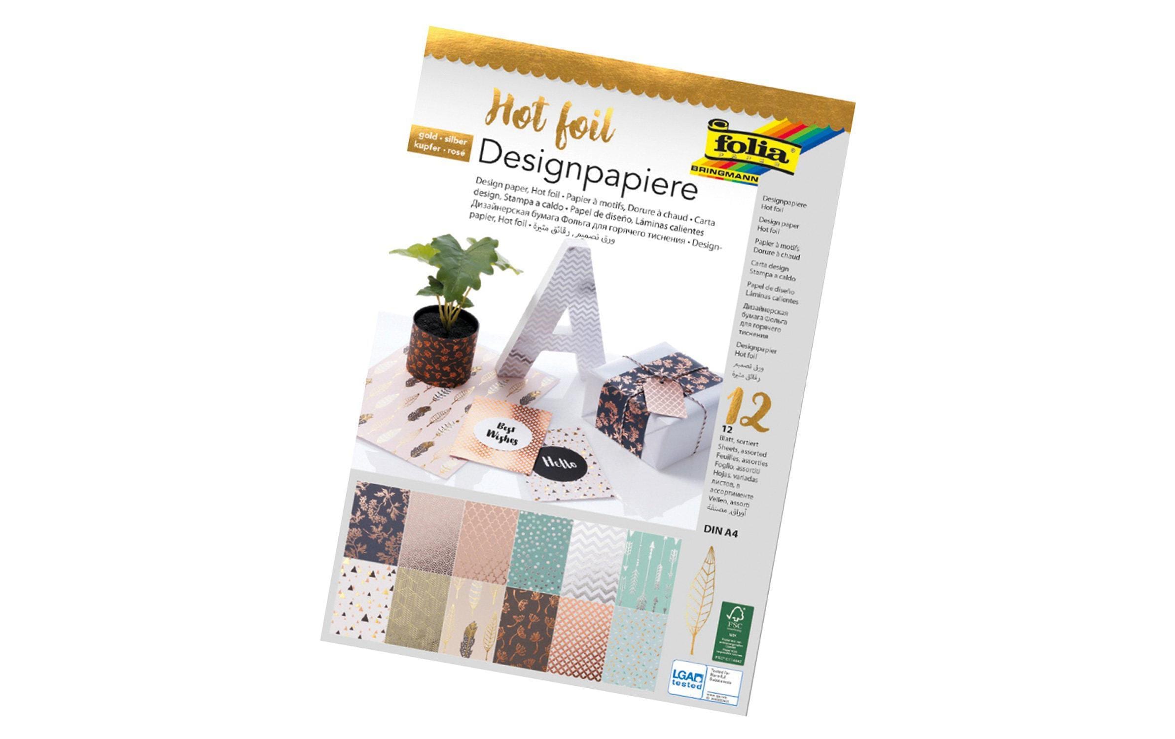 Folia Designpapier Hot foil Gold/Silber/Mint/Weiss