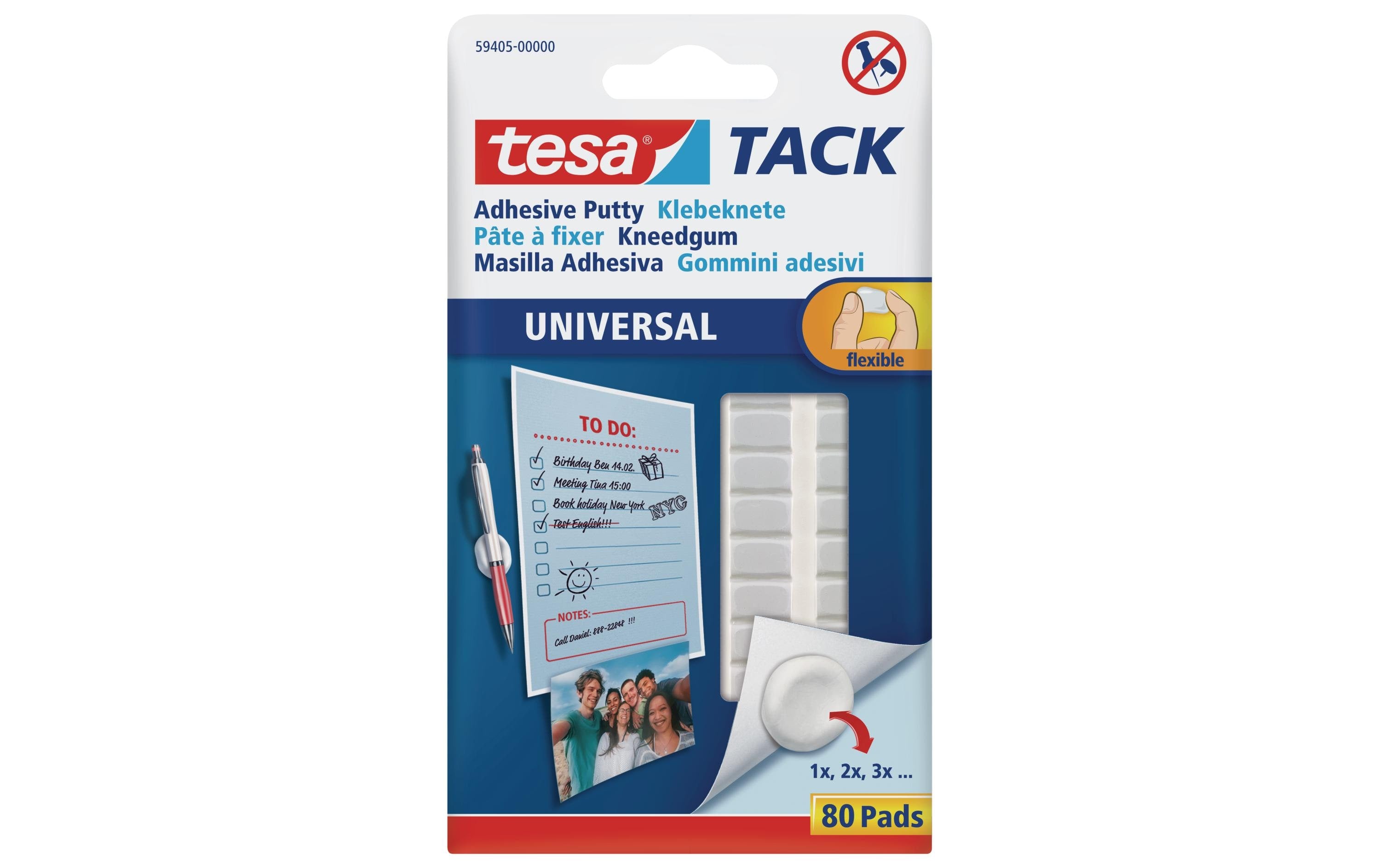 tesa Klebeknete TACK Universal 80 Stück, Weiss