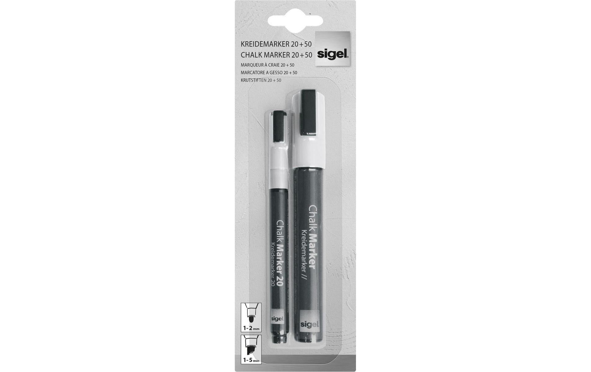 Sigel Kreidemarker 20 und 50 2 Stück, Weiss