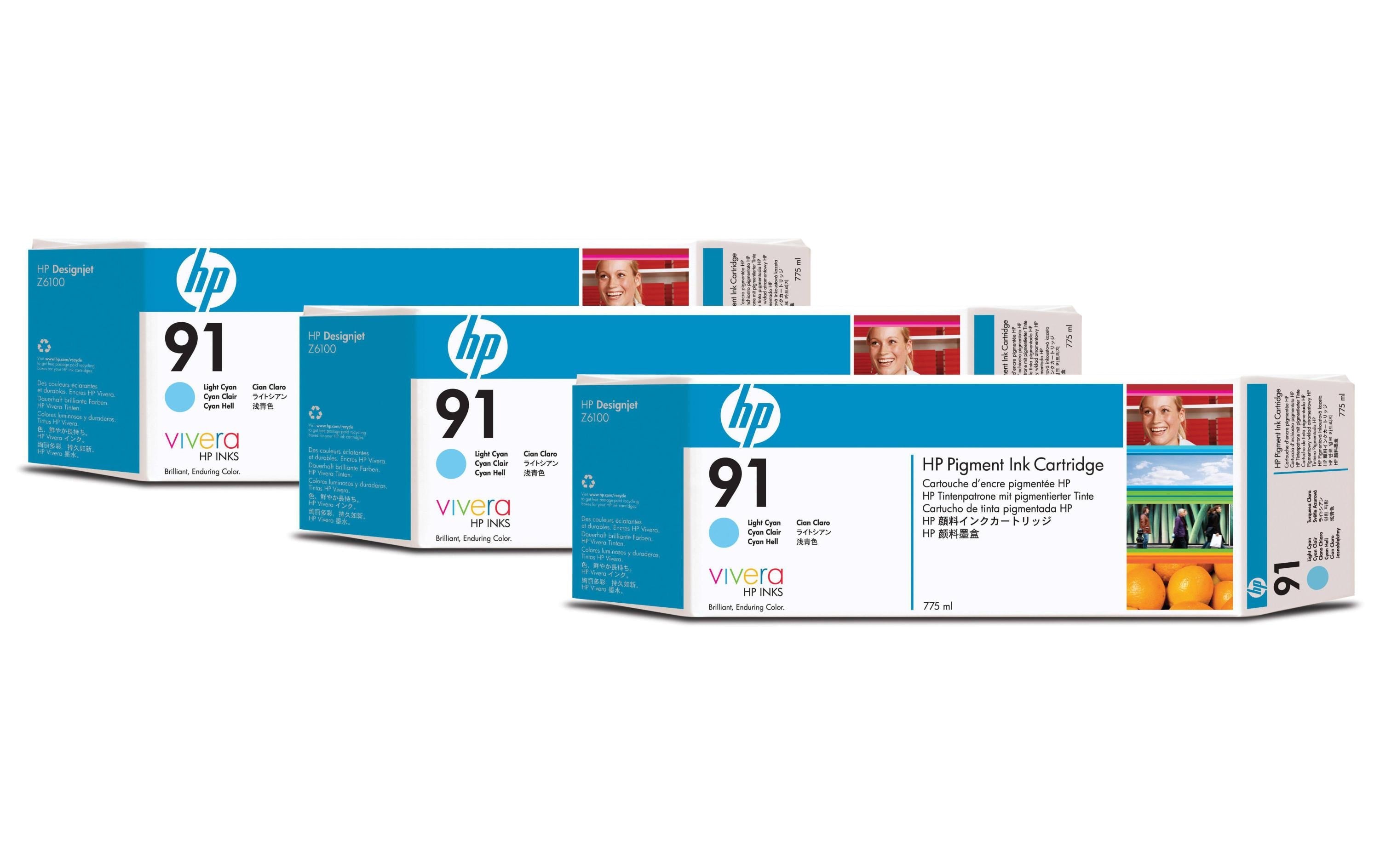 HP Tinte Nr. 91 (C9486A) Light Cyan (3er-Pack)