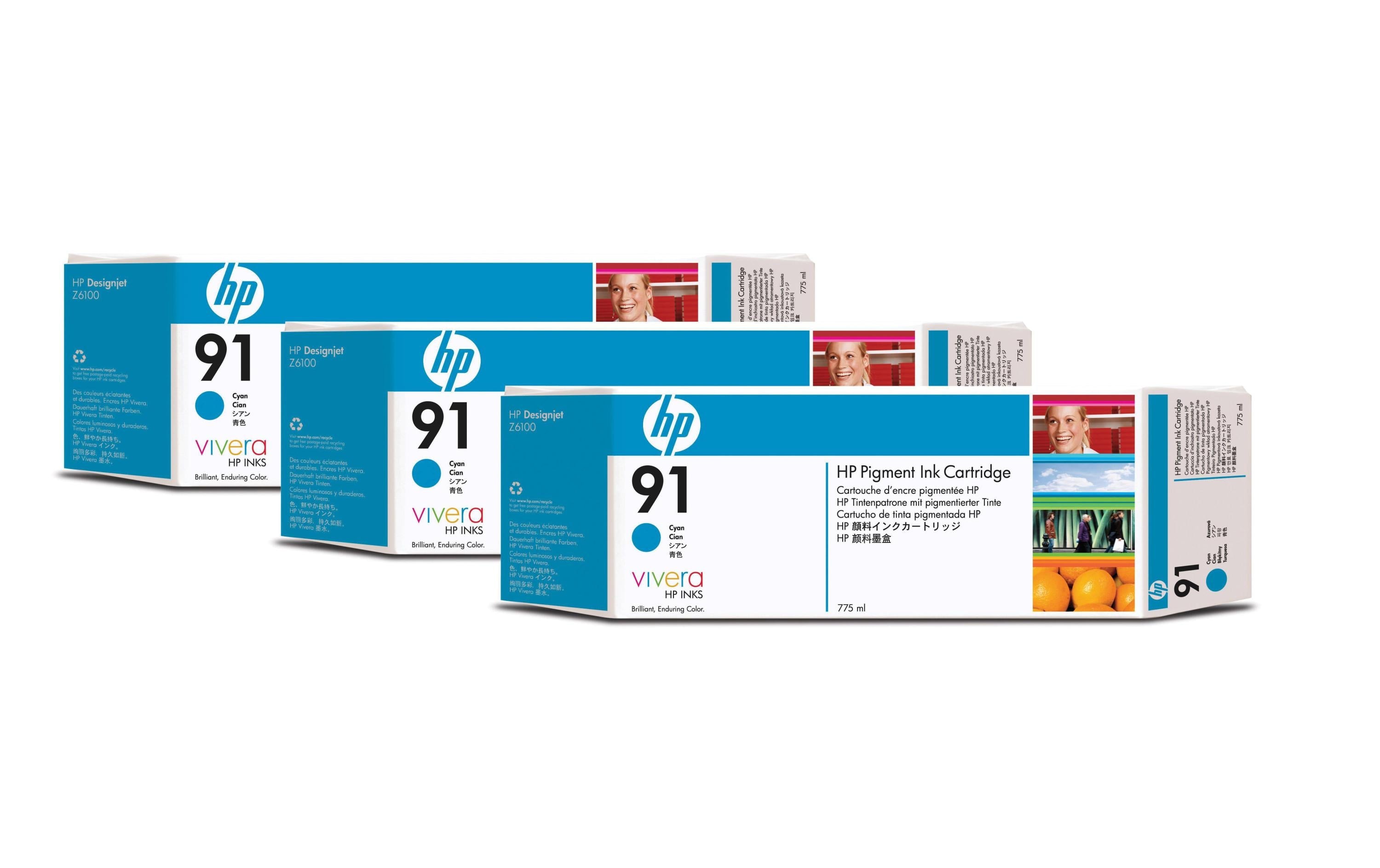 HP Tinte Nr. 91 (C9483A) Cyan (3er-Pack)