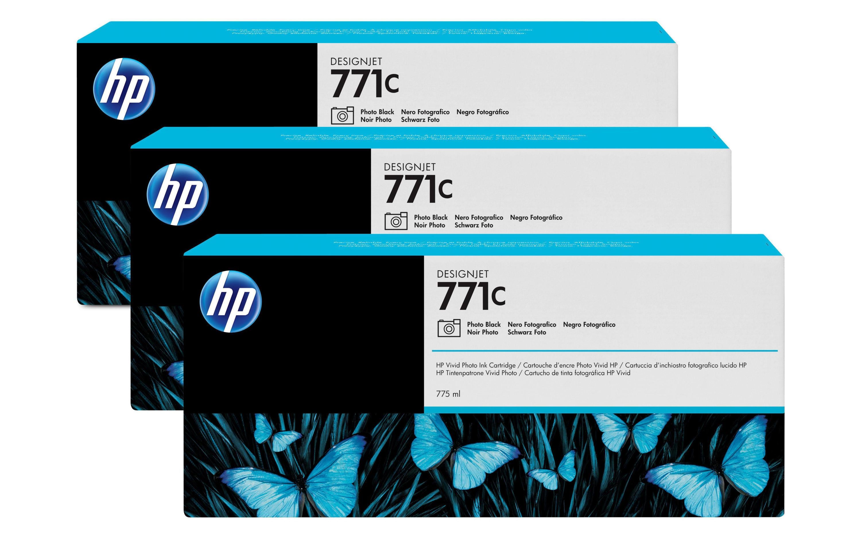 HP Tinte Nr. 771C (B6Y37A) Photo Black (3er-Pack)
