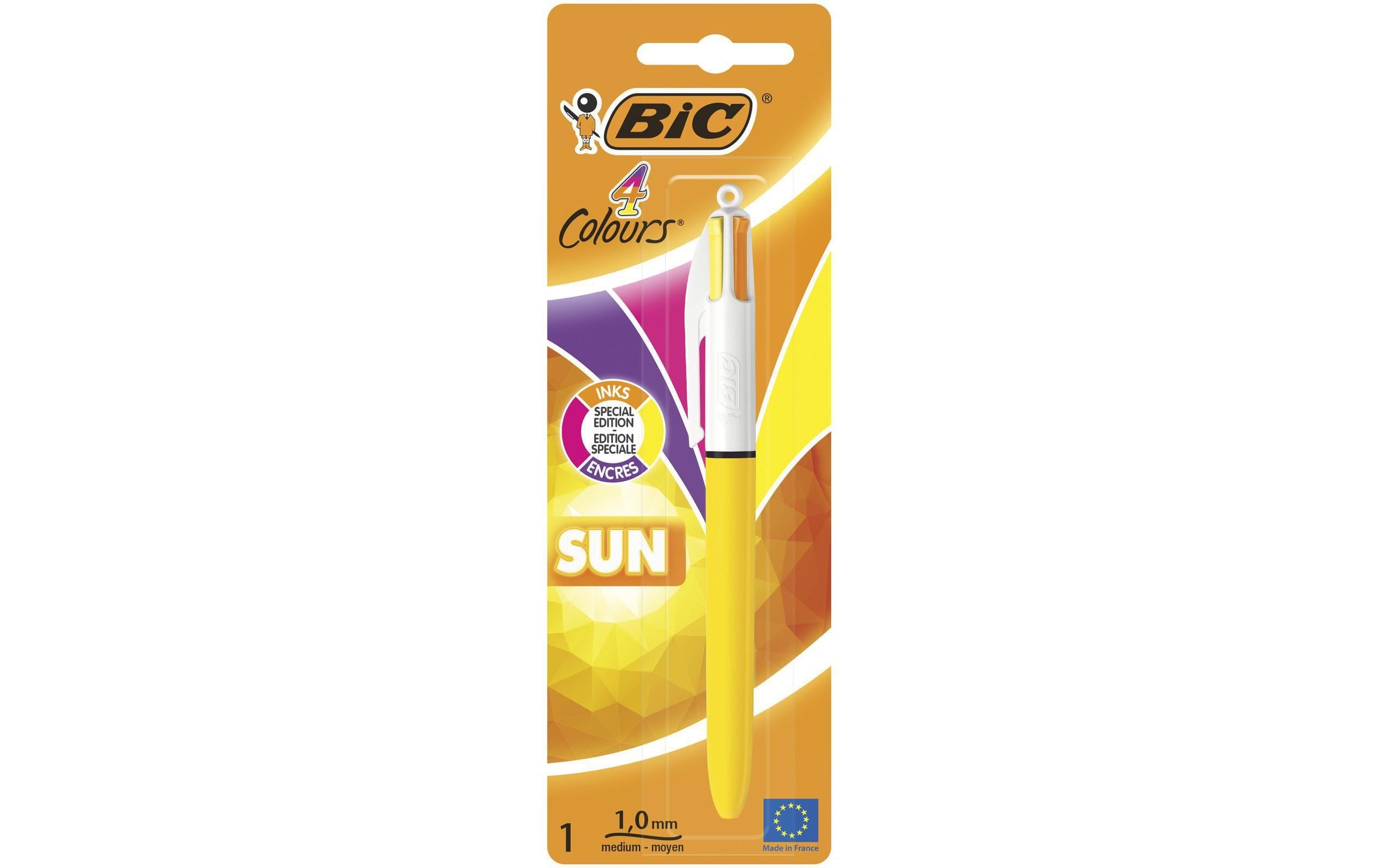 BIC Mehrfarbenkugelschreiber 4 Colours Sun 0.4 mm, Gelb
