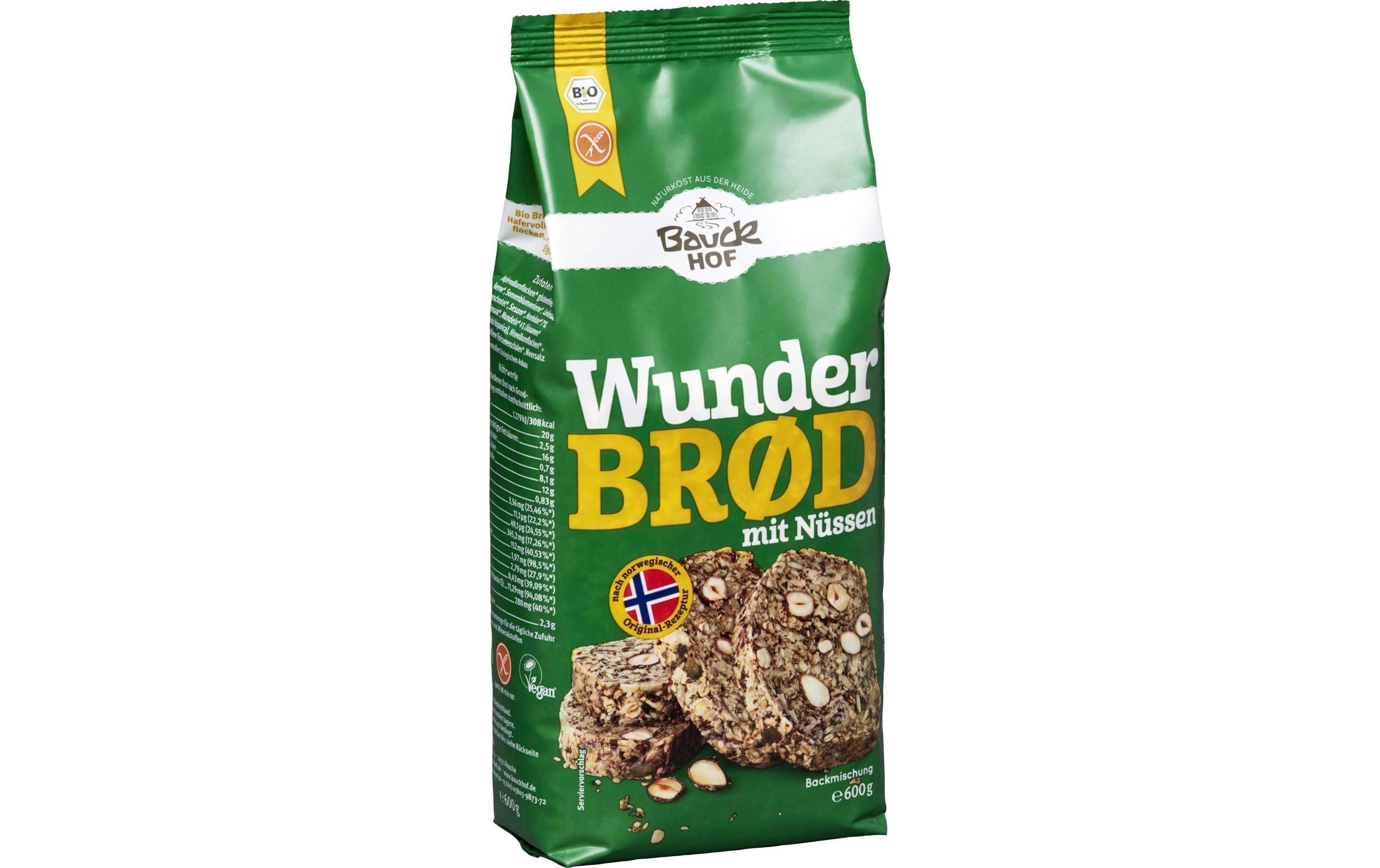 Bauck Mühle Backmischung Bio  Wunderbrot mit Nüssen 600 g