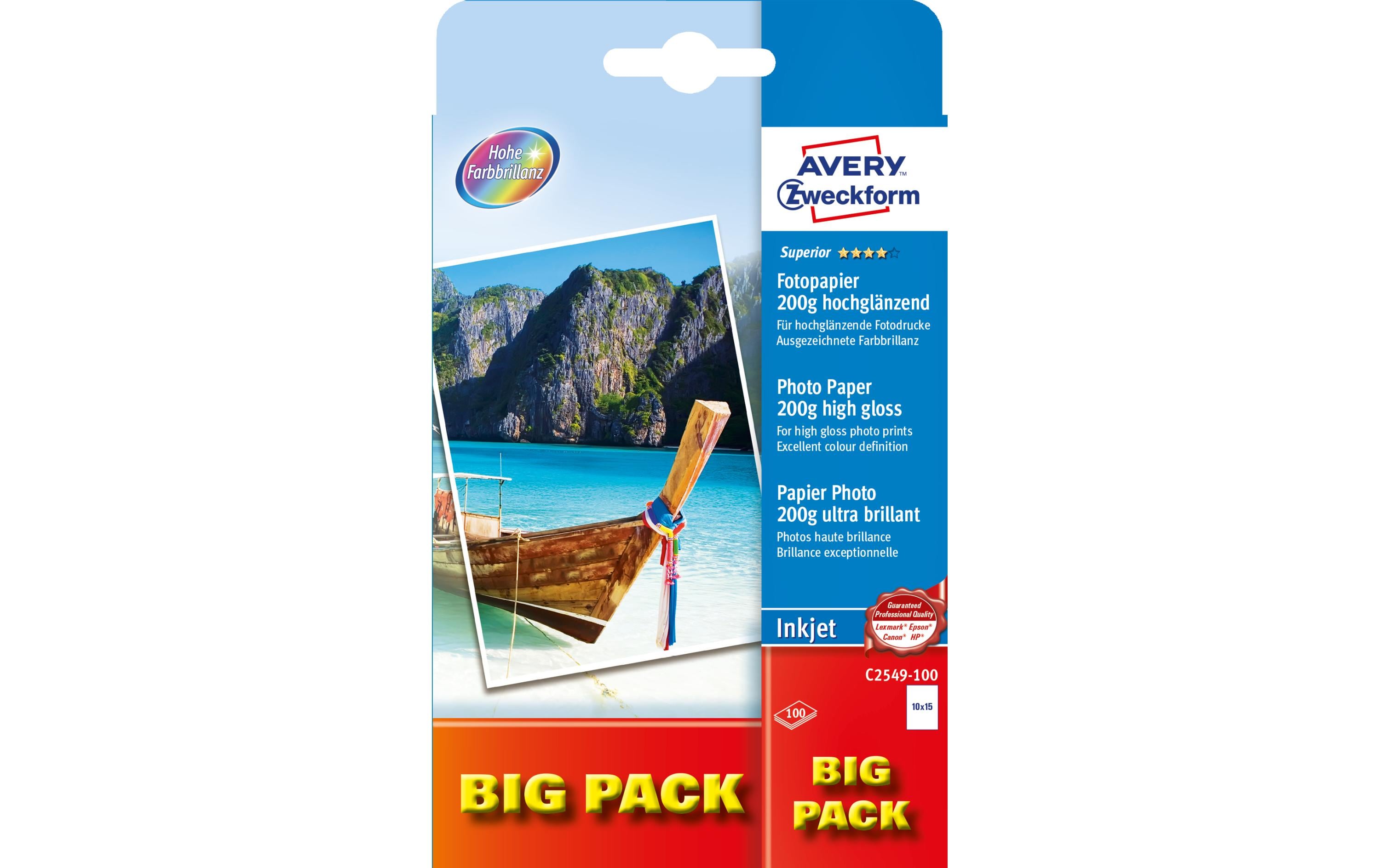 Avery Zweckform Fotopapier Inkjet Superior 10 x 15 cm 200 g/m² 100 Stück