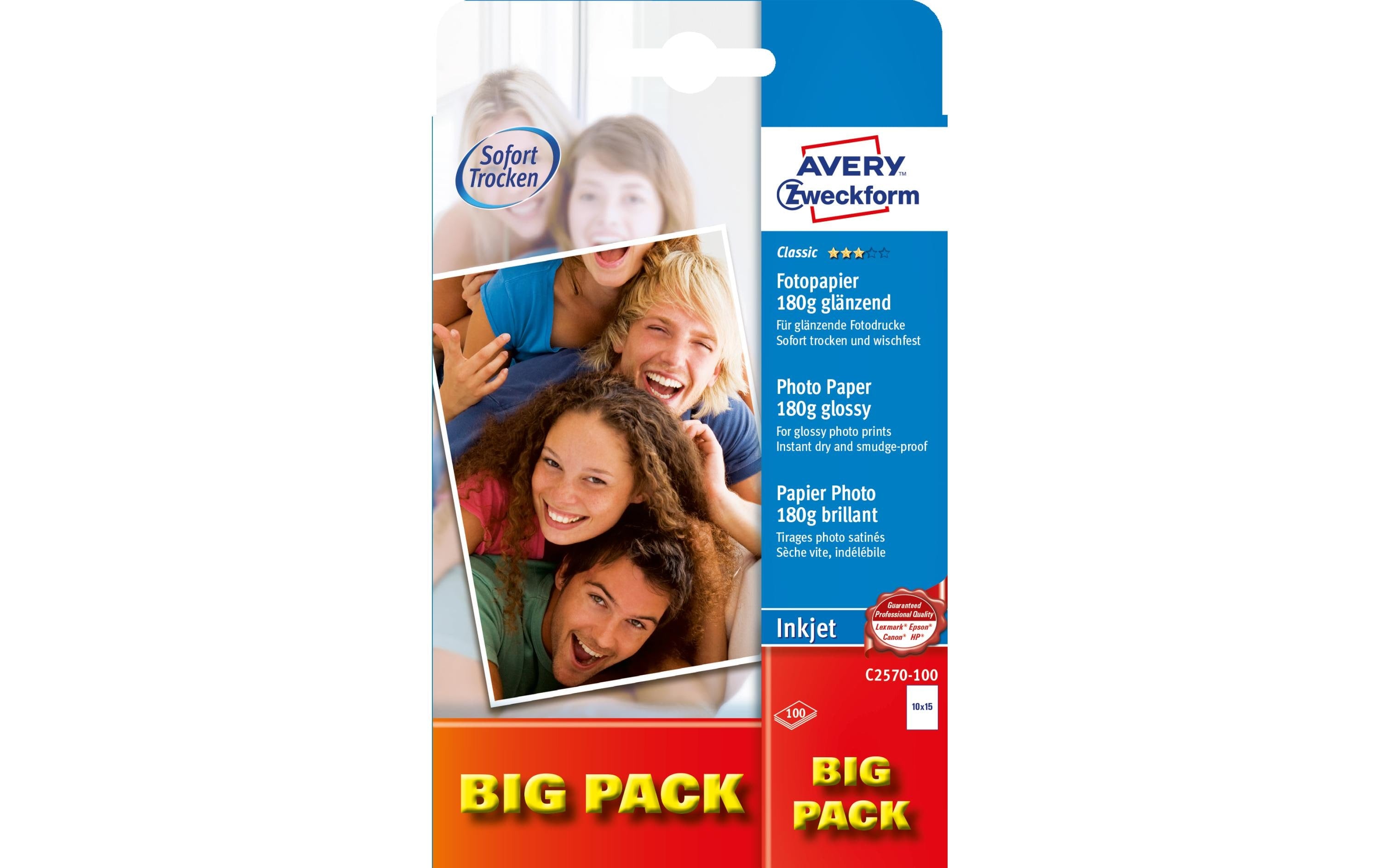 Avery Zweckform Fotopapier Inkjet Classic 10 x 15 cm 180 g/m²  100 Stück