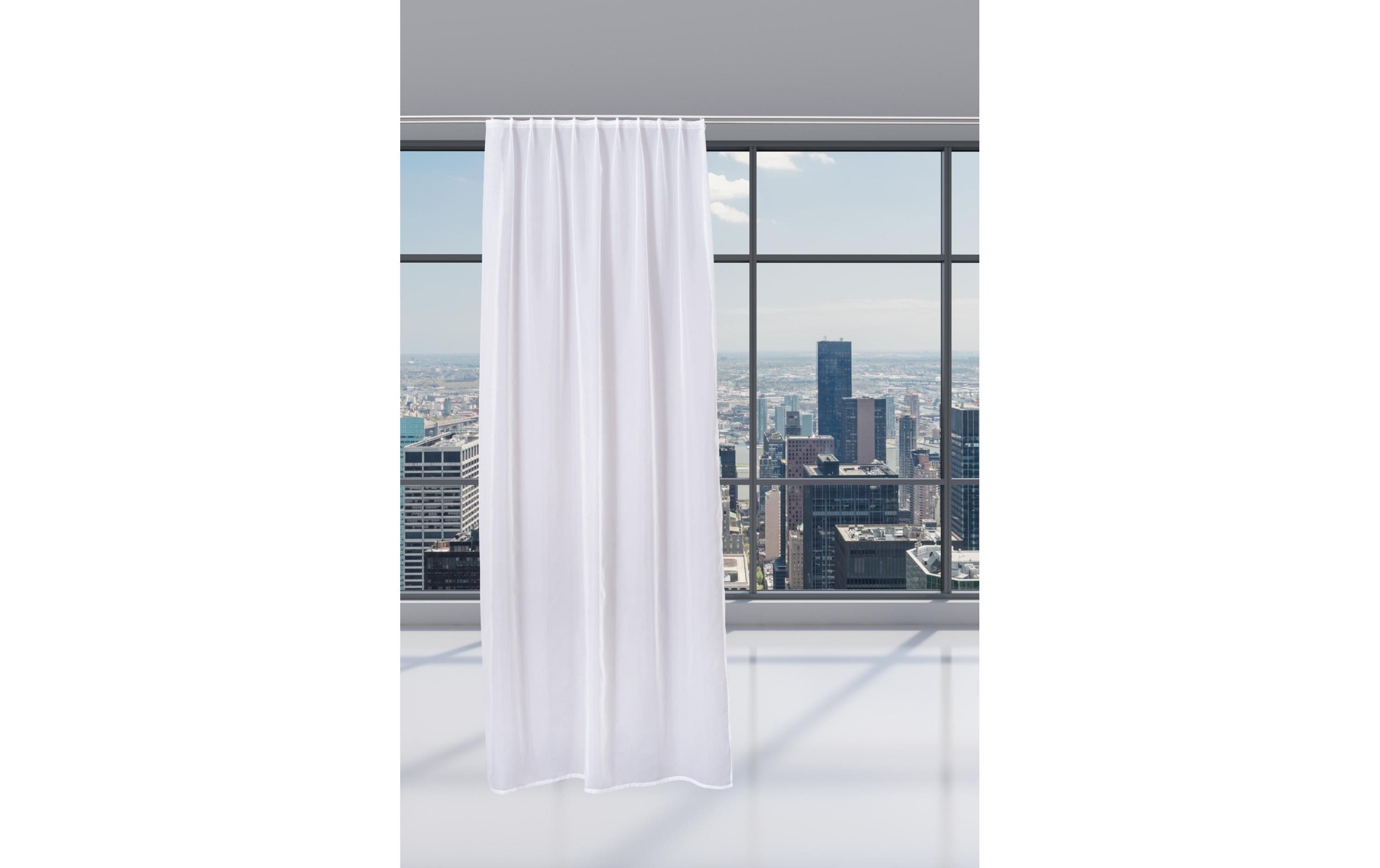 Casa Leon Tagvorhang mit Faltenband Voilette 140 cm x 245 cm, Weiss