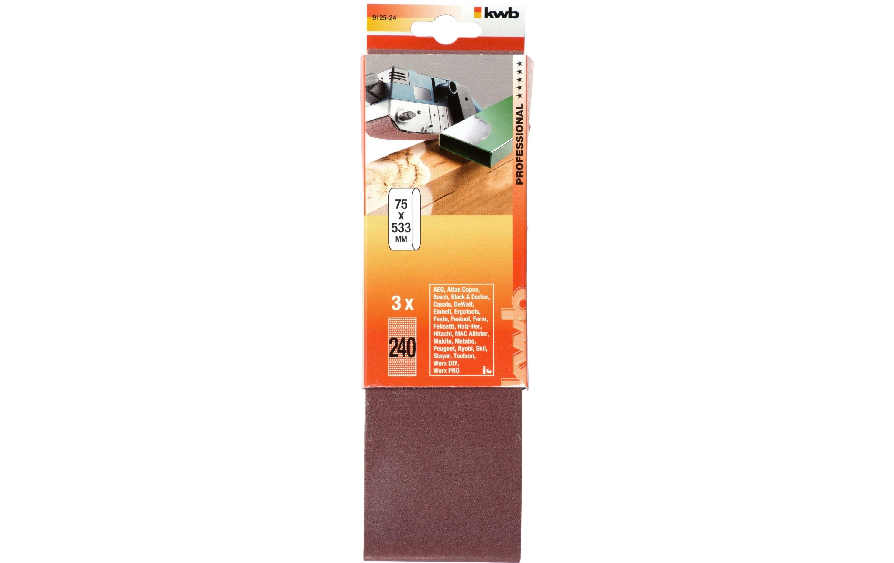 kwb Schleifband 75 x 533 mm K240 3 Stk.