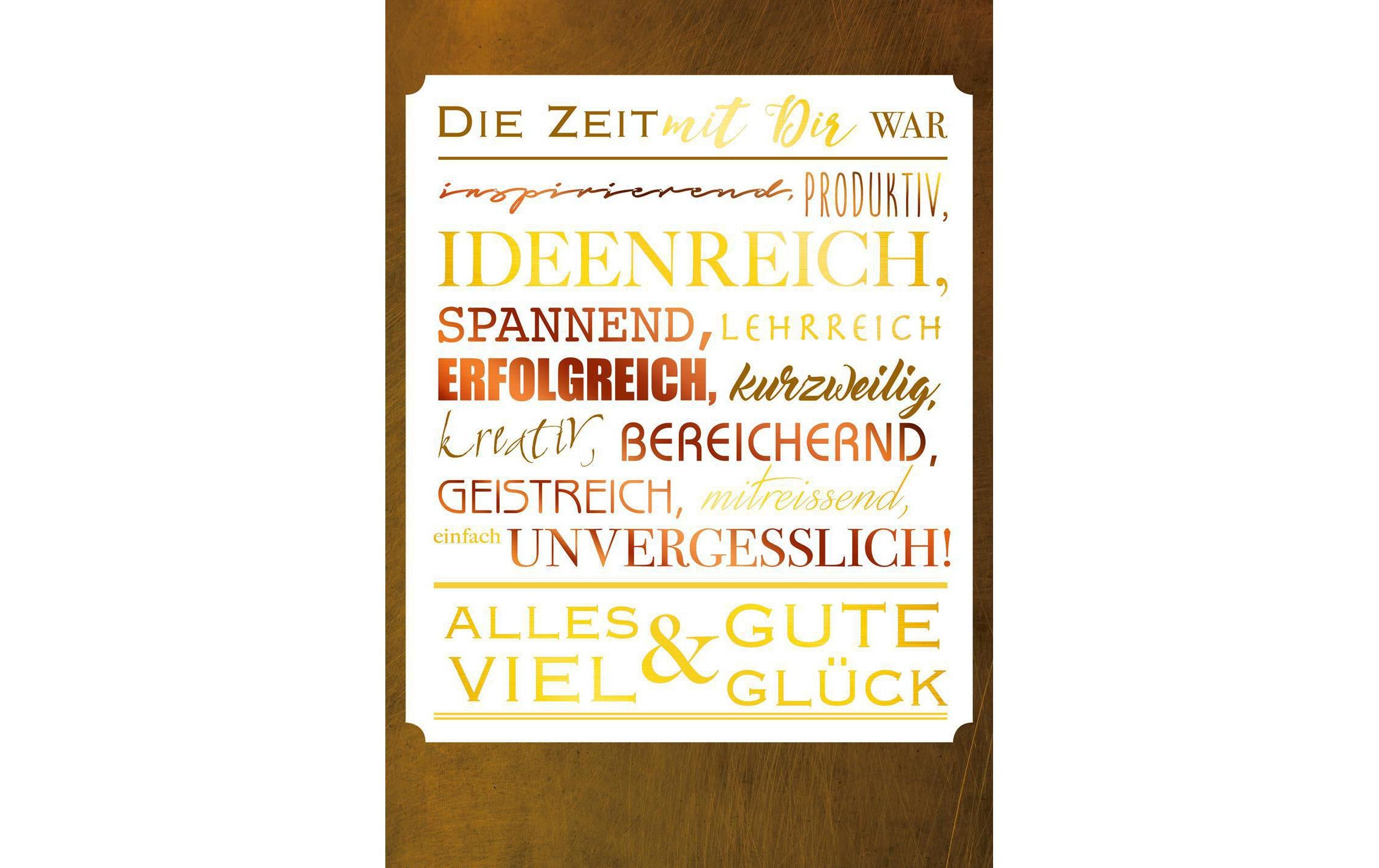 ABC Abschiedskarte Produktiv, Ideenreich, Spannend