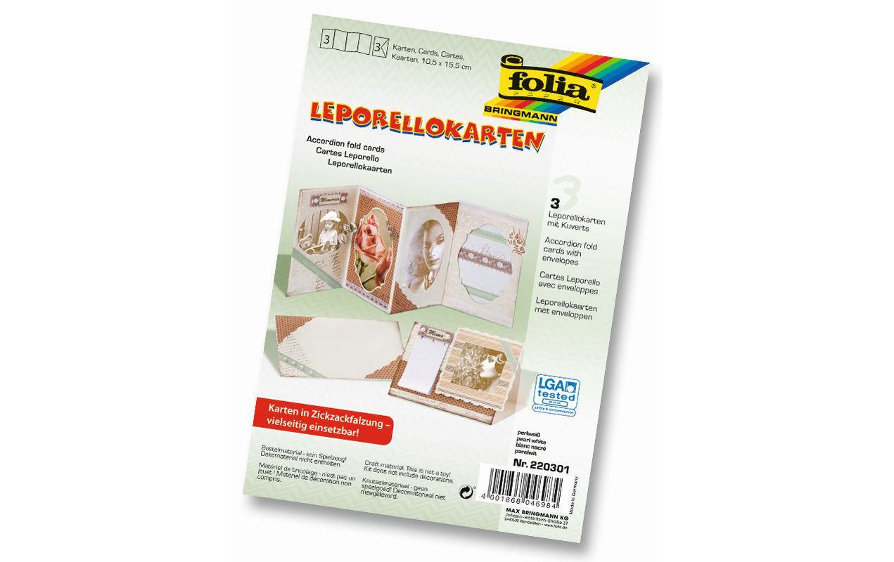Folia Leporello-Karten 300g/m2 Perlweiss