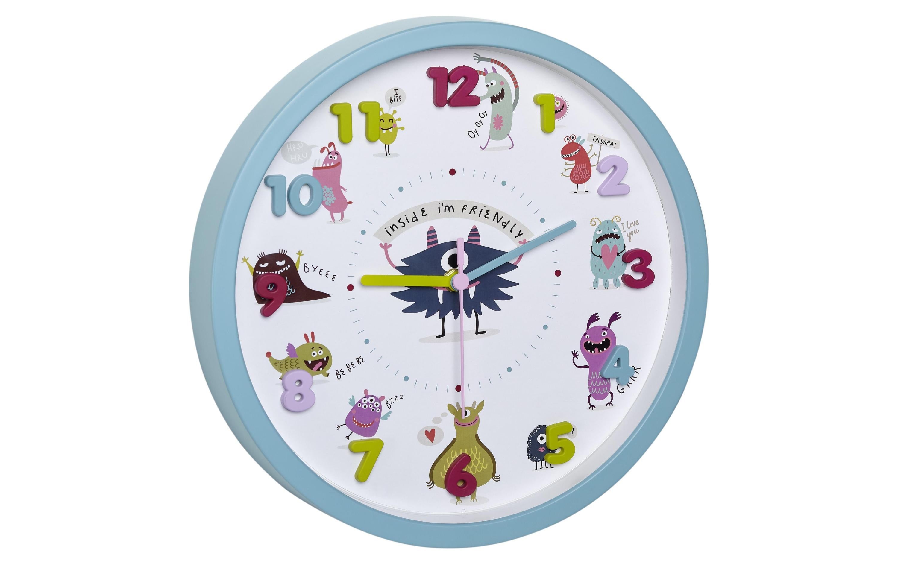TFA Dostmann Wanduhr Little Monsters Ø 30.9 cm, Mehrfarbig