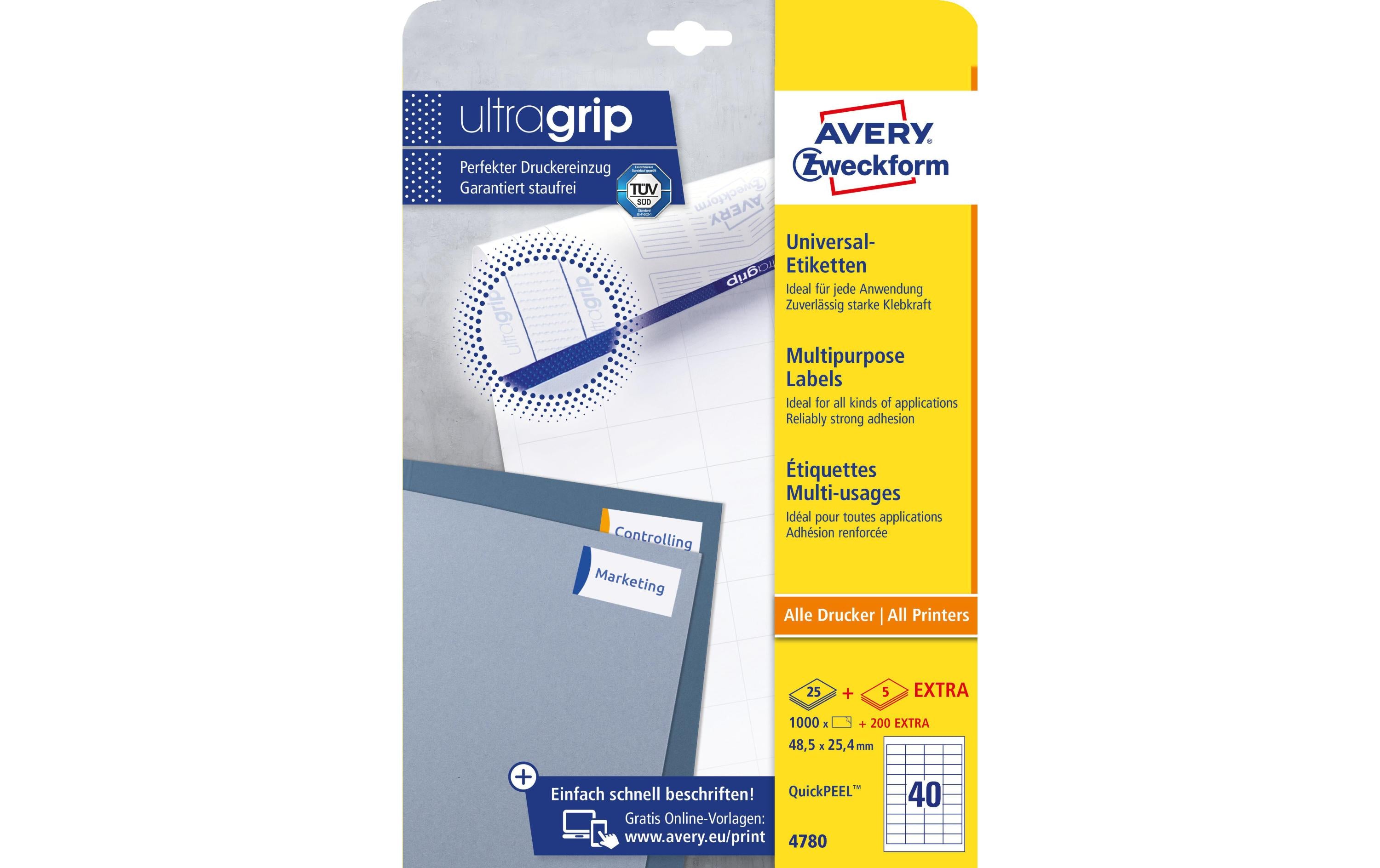 Avery Zweckform Universal-Etiketten 4780 48.5 x 25.4 mm, 25 Blatt