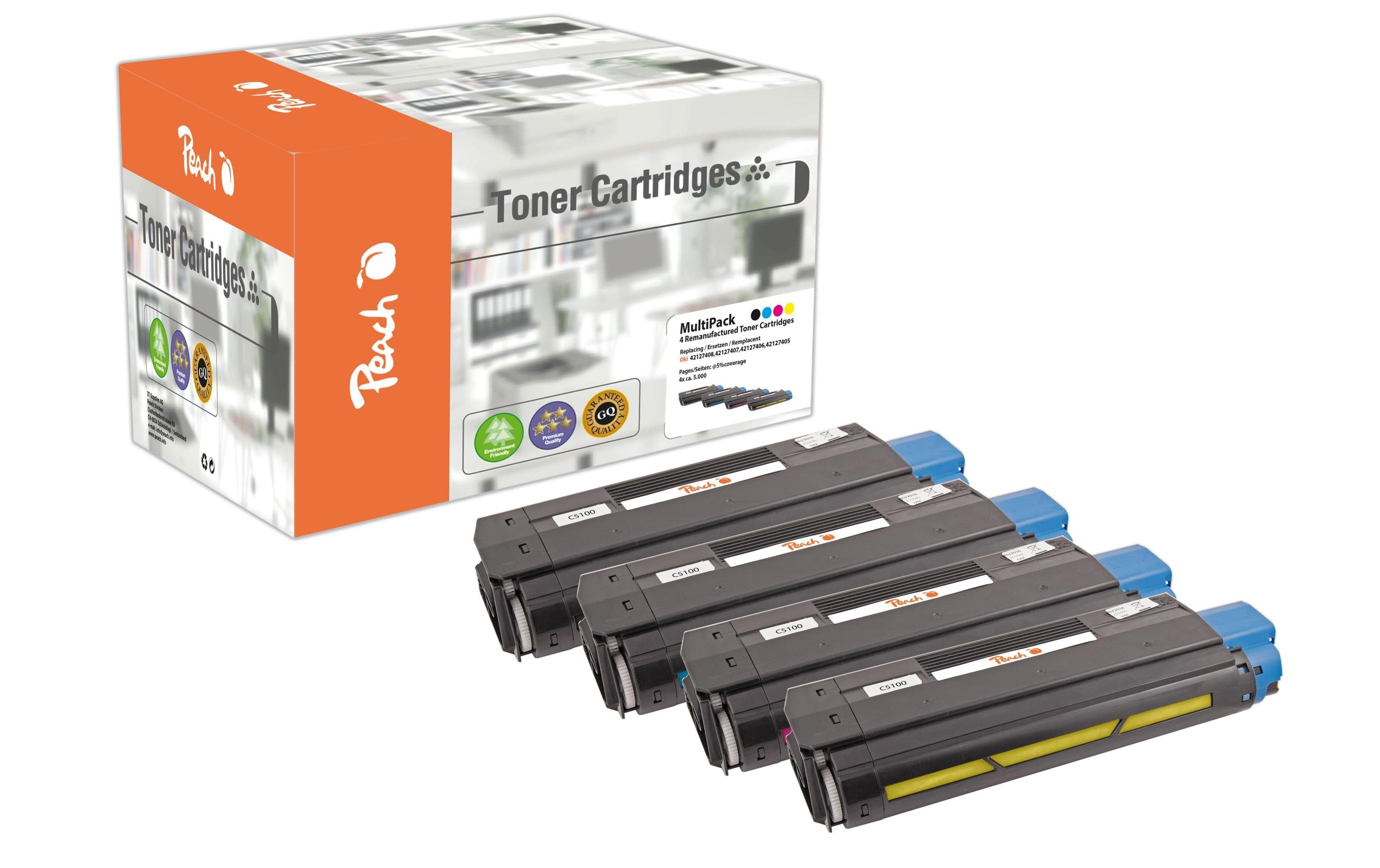 Peach Tonerset OKI C5100-Series BK, C, M, Y
