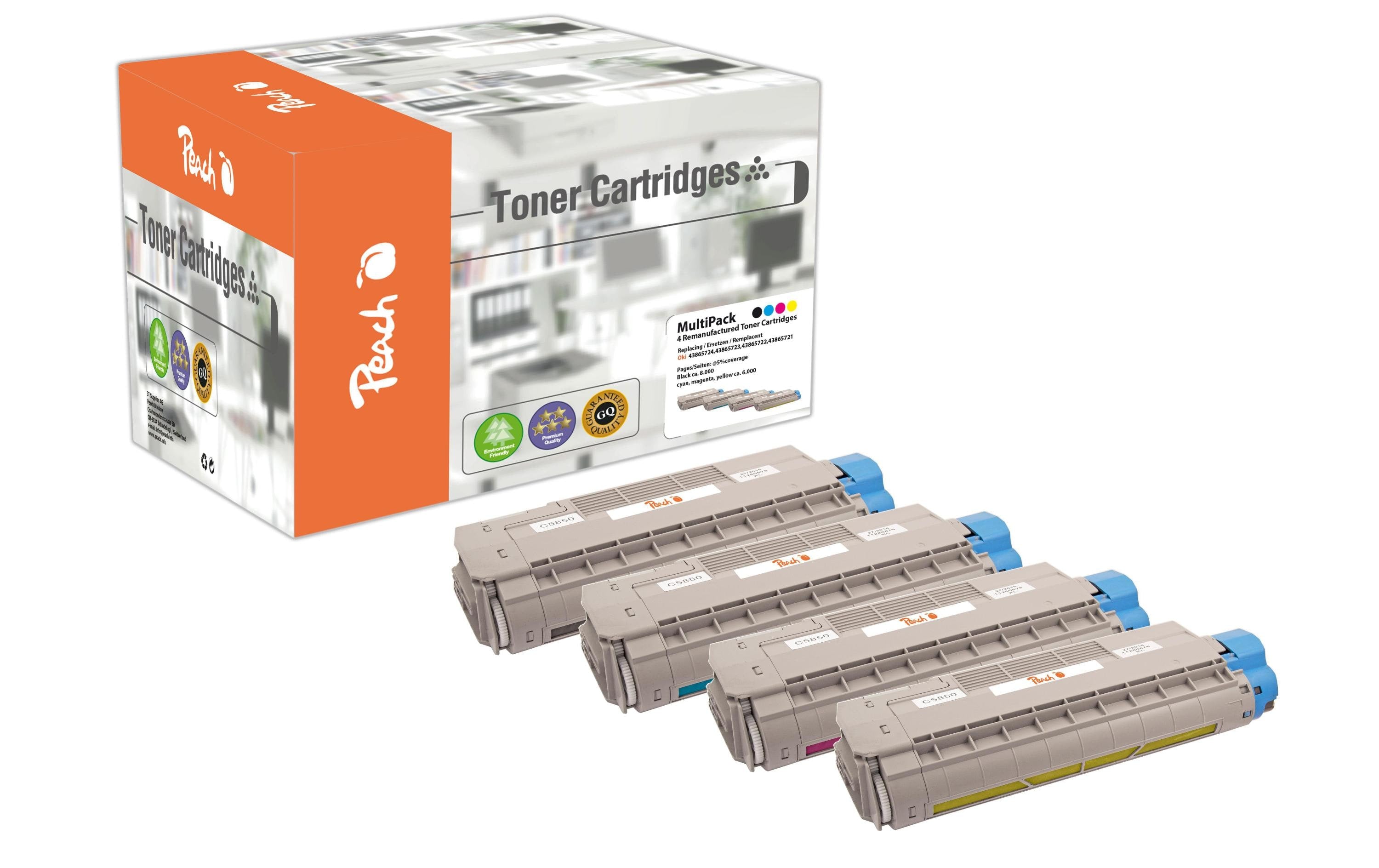 Peach Tonerset OKI C5850-Series BK, C, M, Y