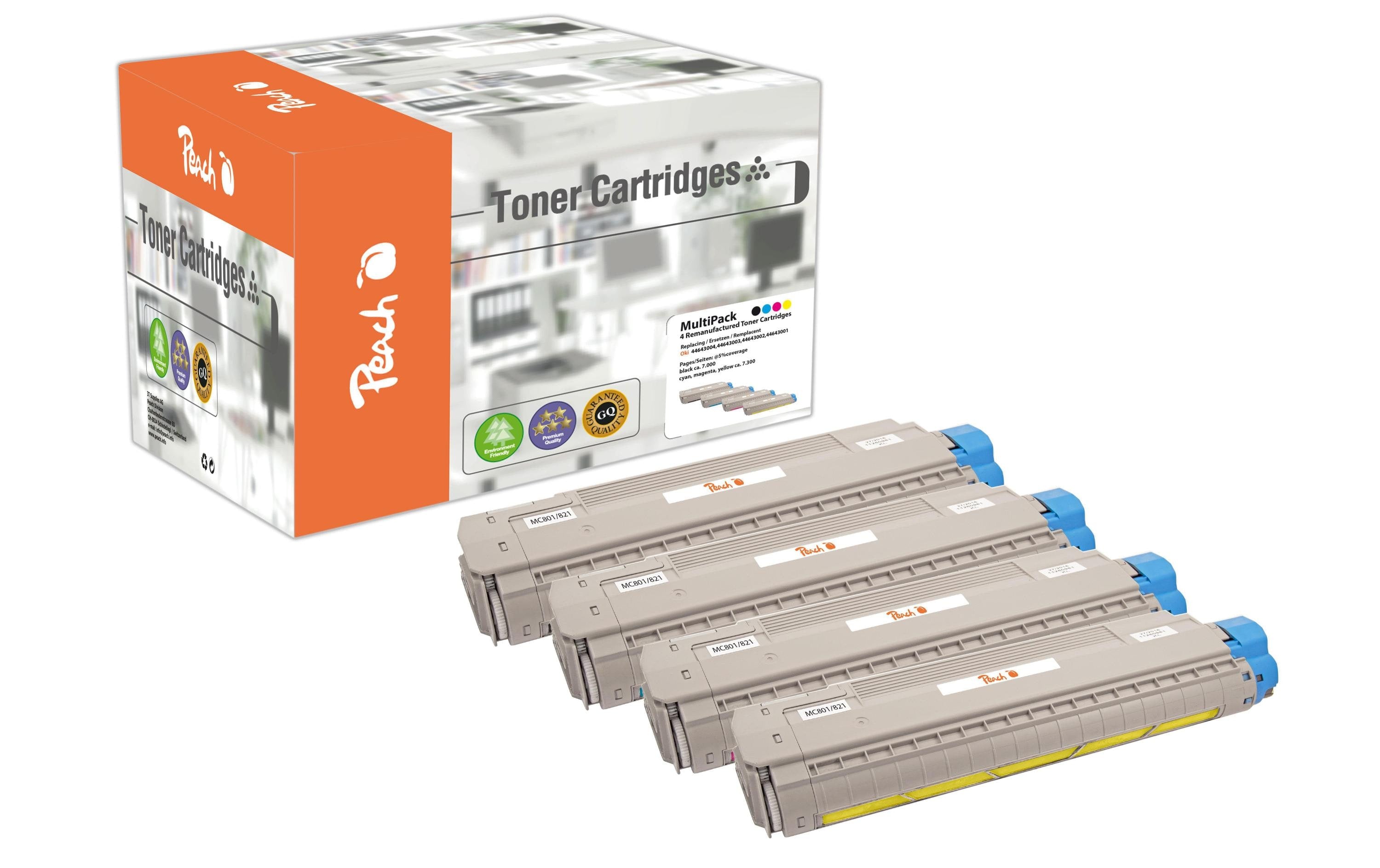 Peach Tonerset OKI C801 / 821-Series BK, C, M, Y