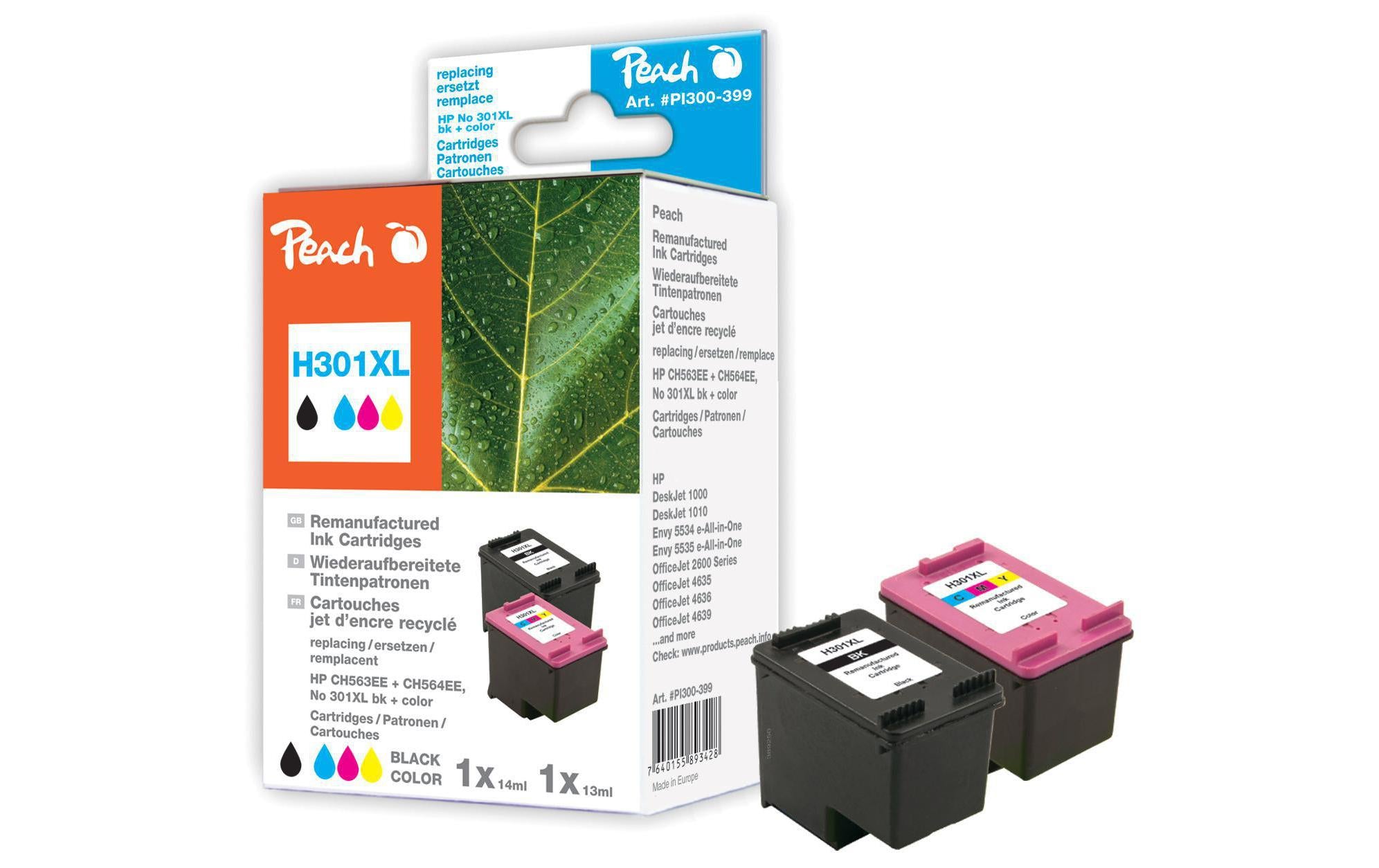 Peach Tintenset HP Nr. 301XL (CH563EE/CH564EE) BK, C, M, Y