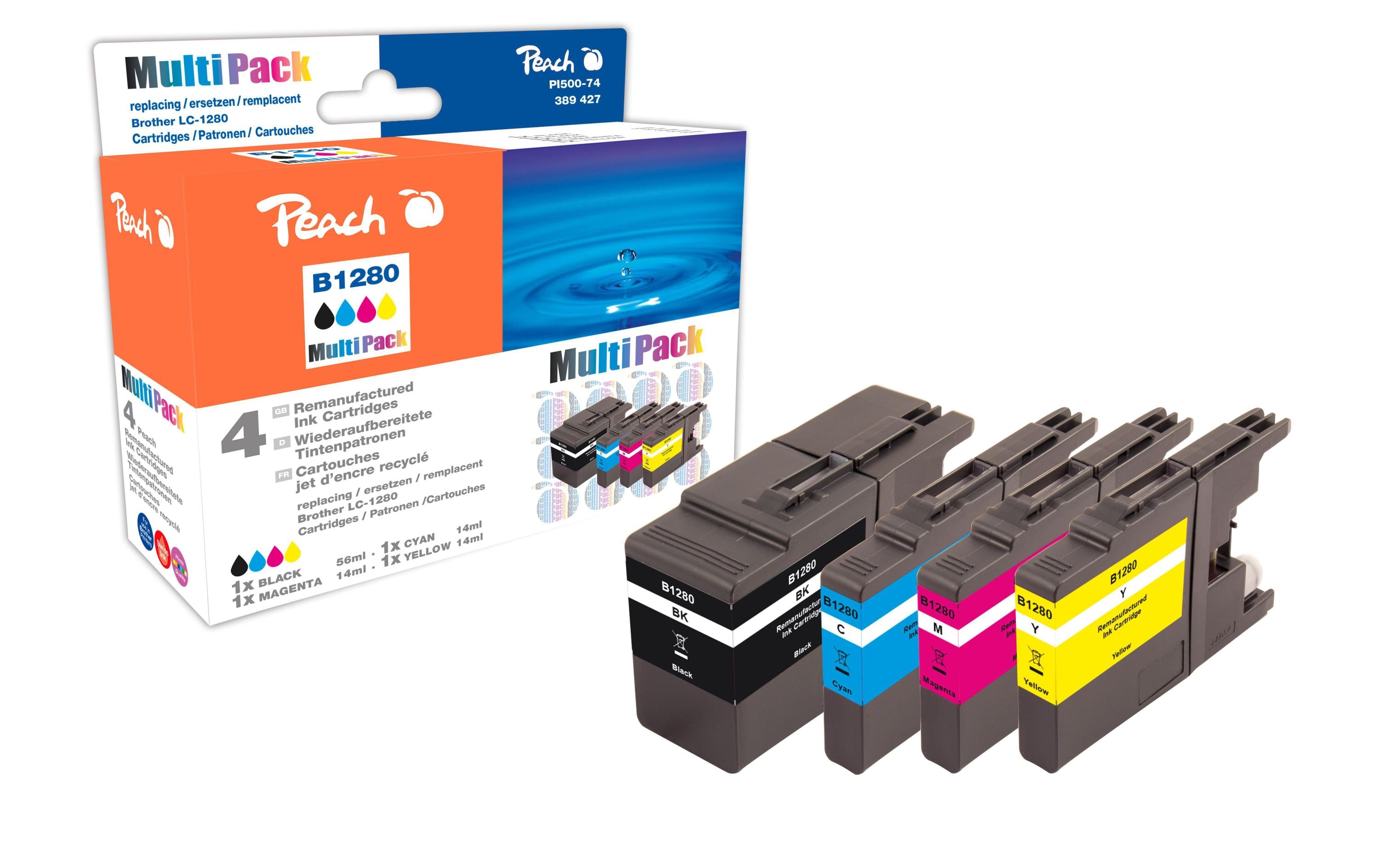 Peach Tinte Brother LC-1280 Combi Pack XL BK, C, M, Y