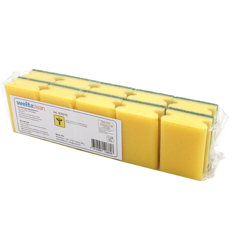Padschwamm 95x70x43mm, Griff Pack à 10 Stk, Schwamm gelb Scheuervlies Grün (krat