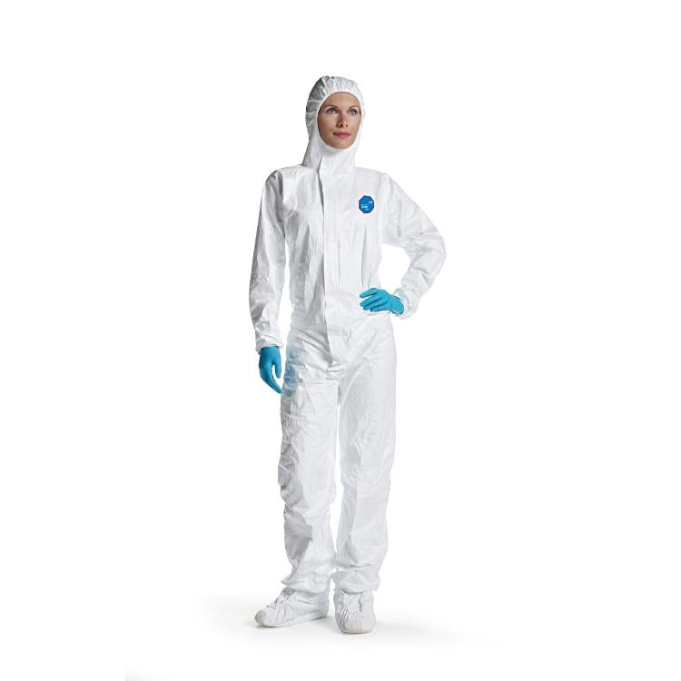 Tyvek 500 Labo, Gr. M-XL weiss mit Kapuze, Gummizügen angearbeiteten Überschuhen