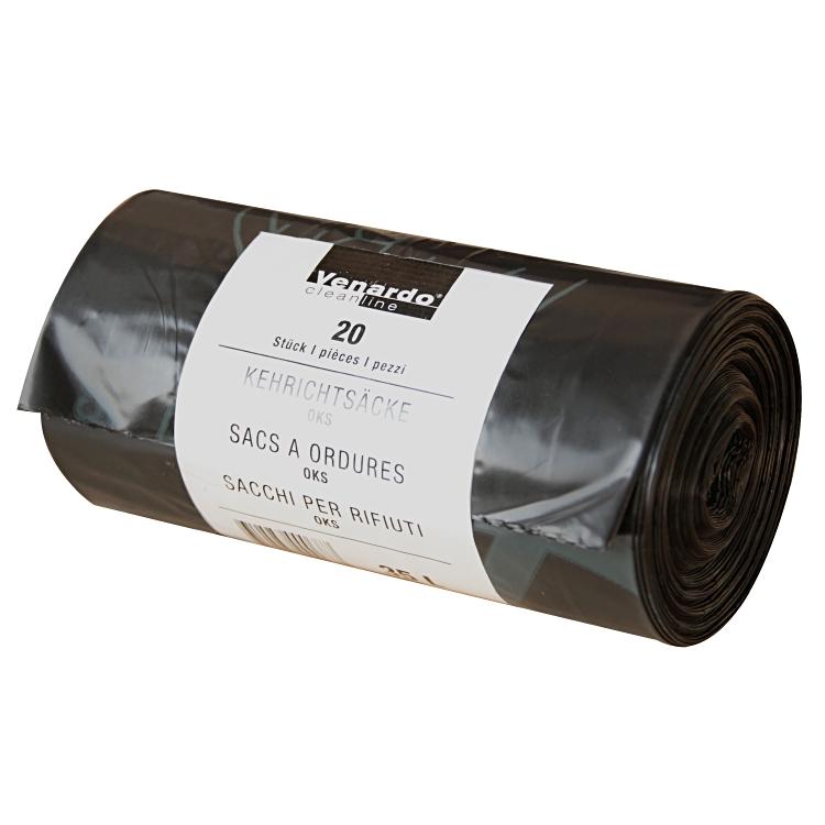 Kehrichtsack 35L/schwarz Rollen à 20 Stk,PP-Band 280x270x690mm, HD-LLD-PE 32µ