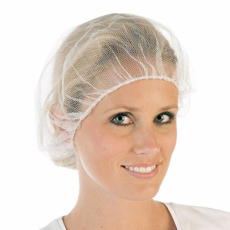 Hauben Nylon Weiss 60cm Pack à 100 Stk waschbar, Gummiband latexfrei
