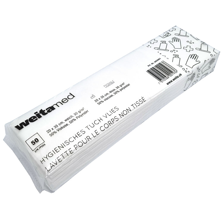 Hygiene-Tuch  20x35 Spunlace Beutel à 50 Stk 50g/m2,Smooth, 50% Visk/50% PES