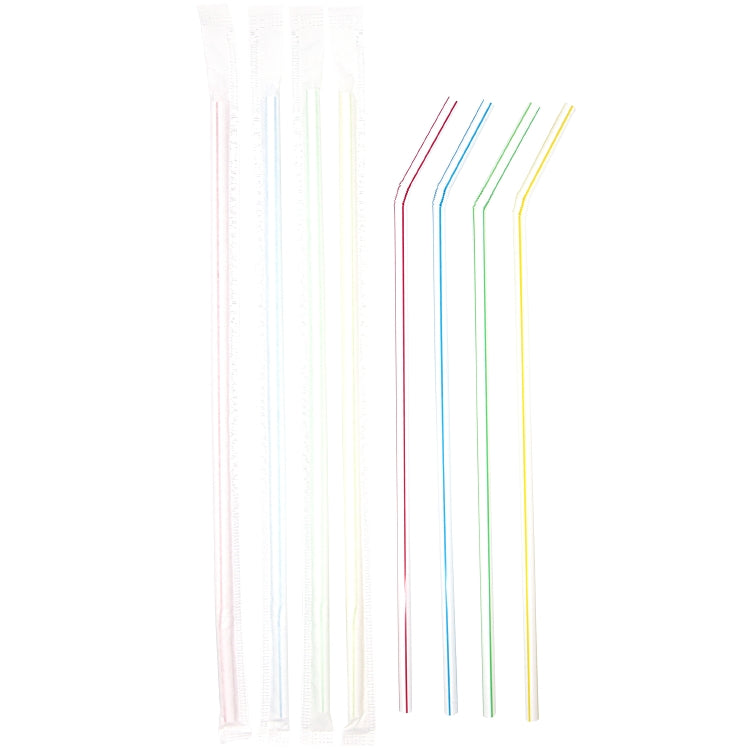 Trinkhalme PP, 240x5mm Pack à 250 Stk,einzeln gehüllt gemischt gestreift, flexib