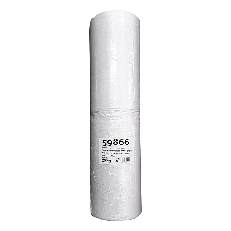 Hordenwagenabdeckung aus MDPE 800+750x2000x0,018 mm, transp. 1A-Material, 200 St