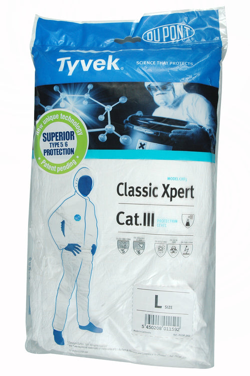 Tyvek 500 Xpert, Gr. S-3XL weiss mit Kapuze, Gummizügen einzelverpackt